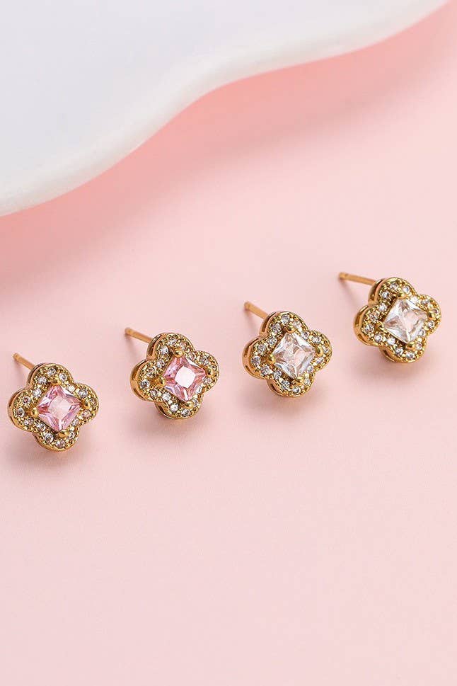L'Atelier Collection Clover Halo Stud Earrings