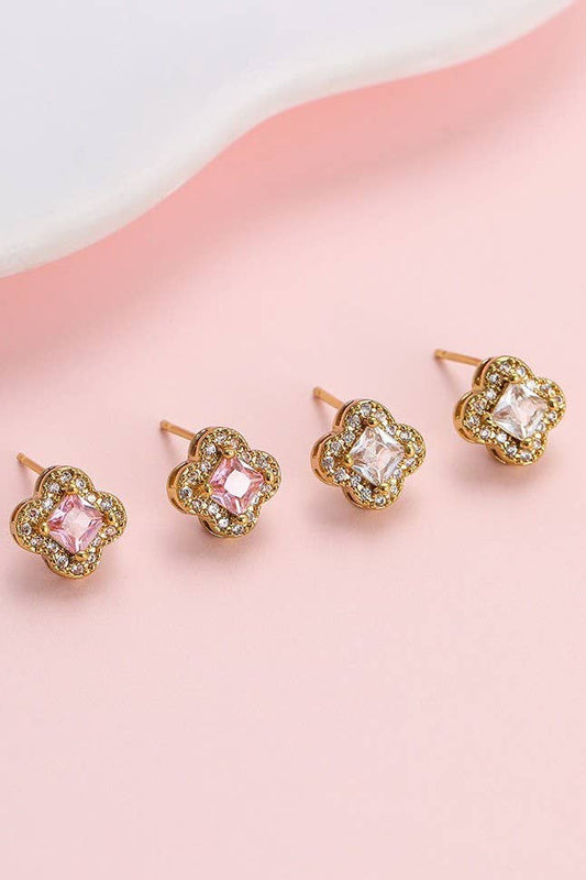 L'Atelier Collection Clover Halo Stud Earrings