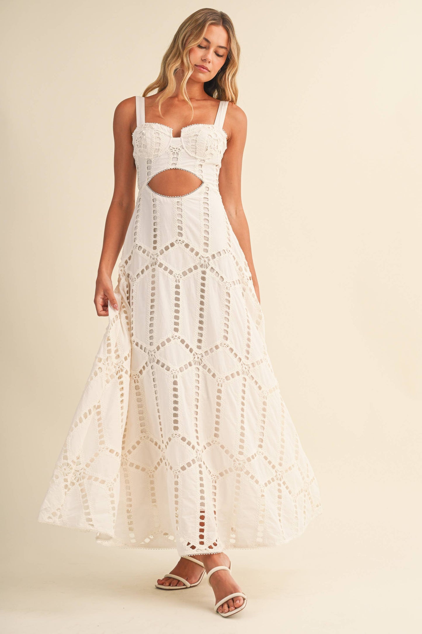 Klesis Eyelet Cutout Bustier Long Dress