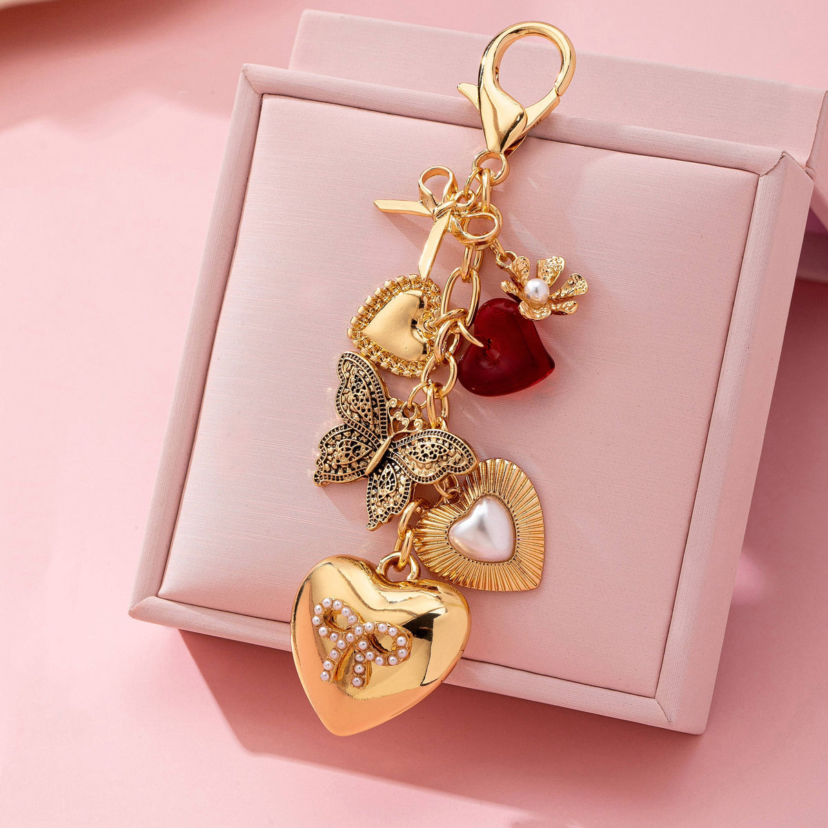 Heart and Butterfly Bag Charm