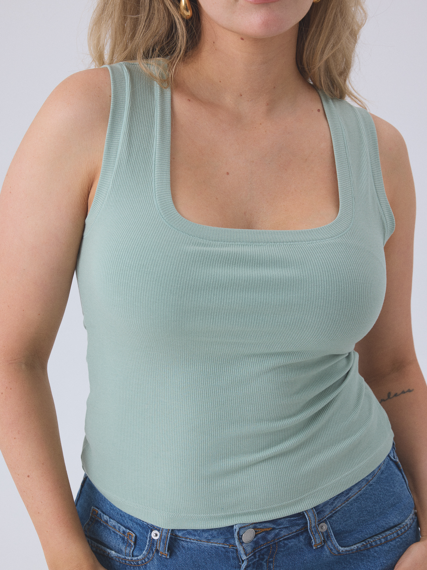 Klassy Chunky Binding Ribbed Square Neck Tank