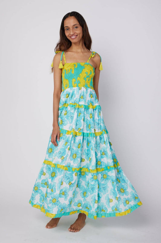 Dianora Resort Wear Summer Maxi Dress Blue White