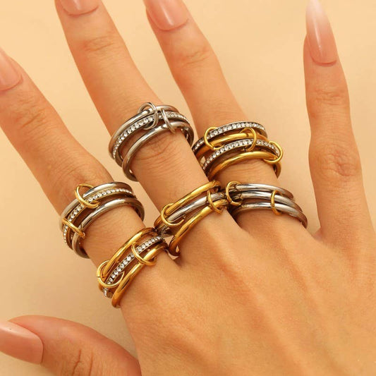 Stainless Steel Stackable Plain Band Rings Linked
