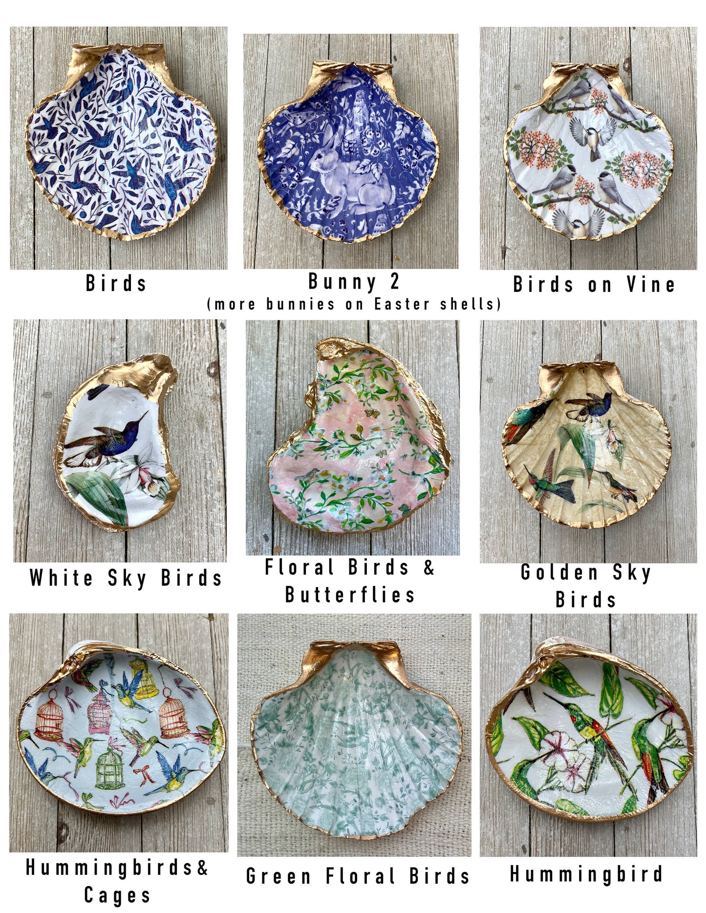 Clam Decoupage Shell Ring Dish