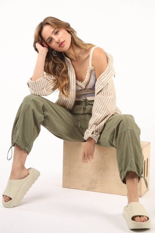 Woven Parachute Activewear Jogger Pants