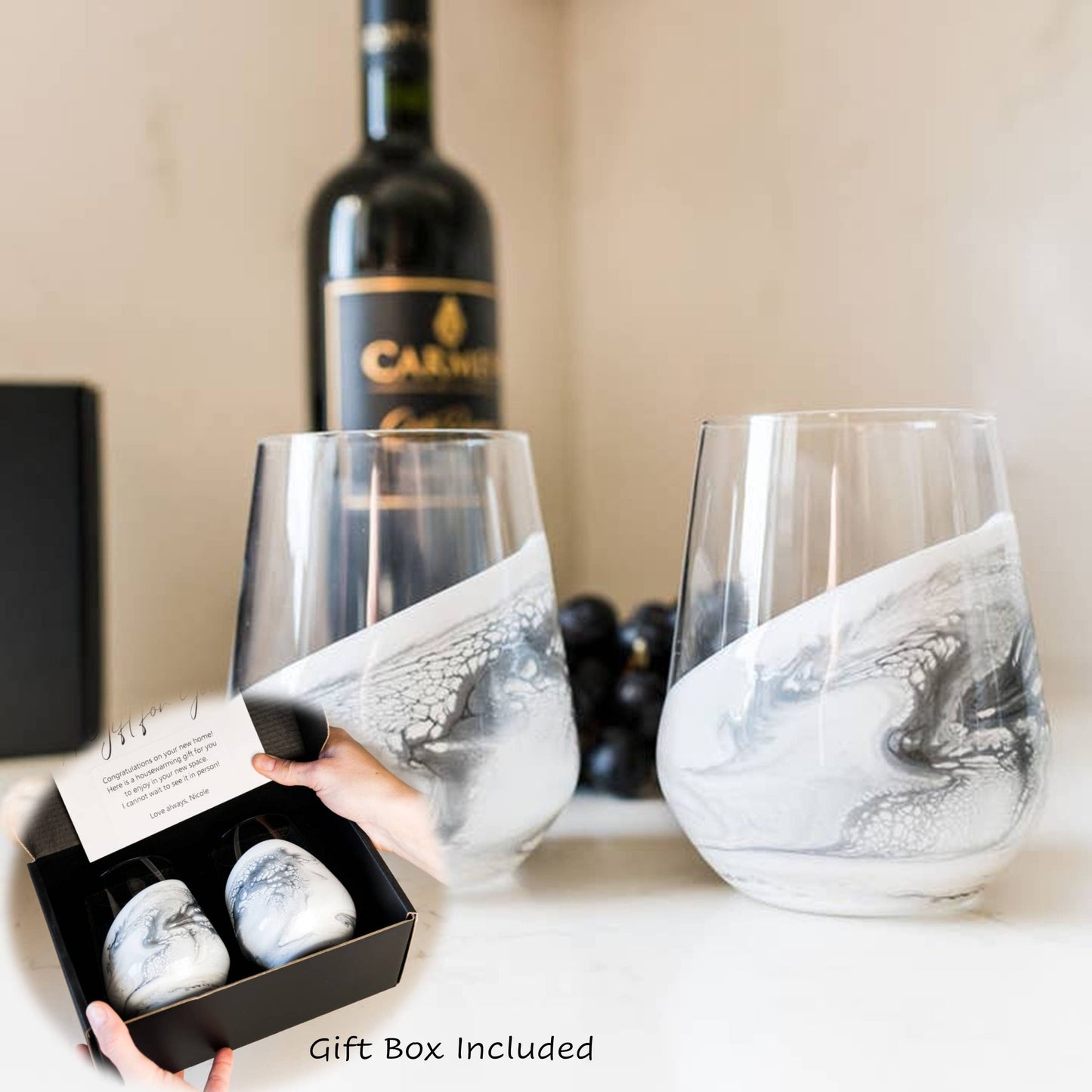Lynn & Liana Designs Resin Accented Wine Glass Set