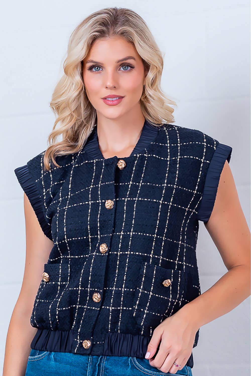 SJ94057T-SHORT SLEEVE BUTTON DOWN VEST