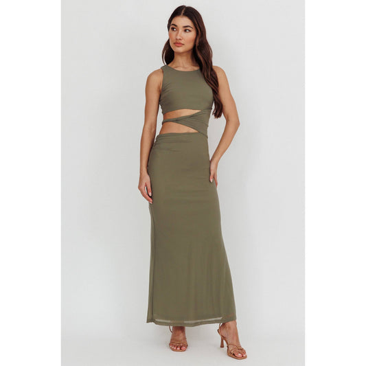 ASYMMETRICAL CUTOUT MAXI DRESS