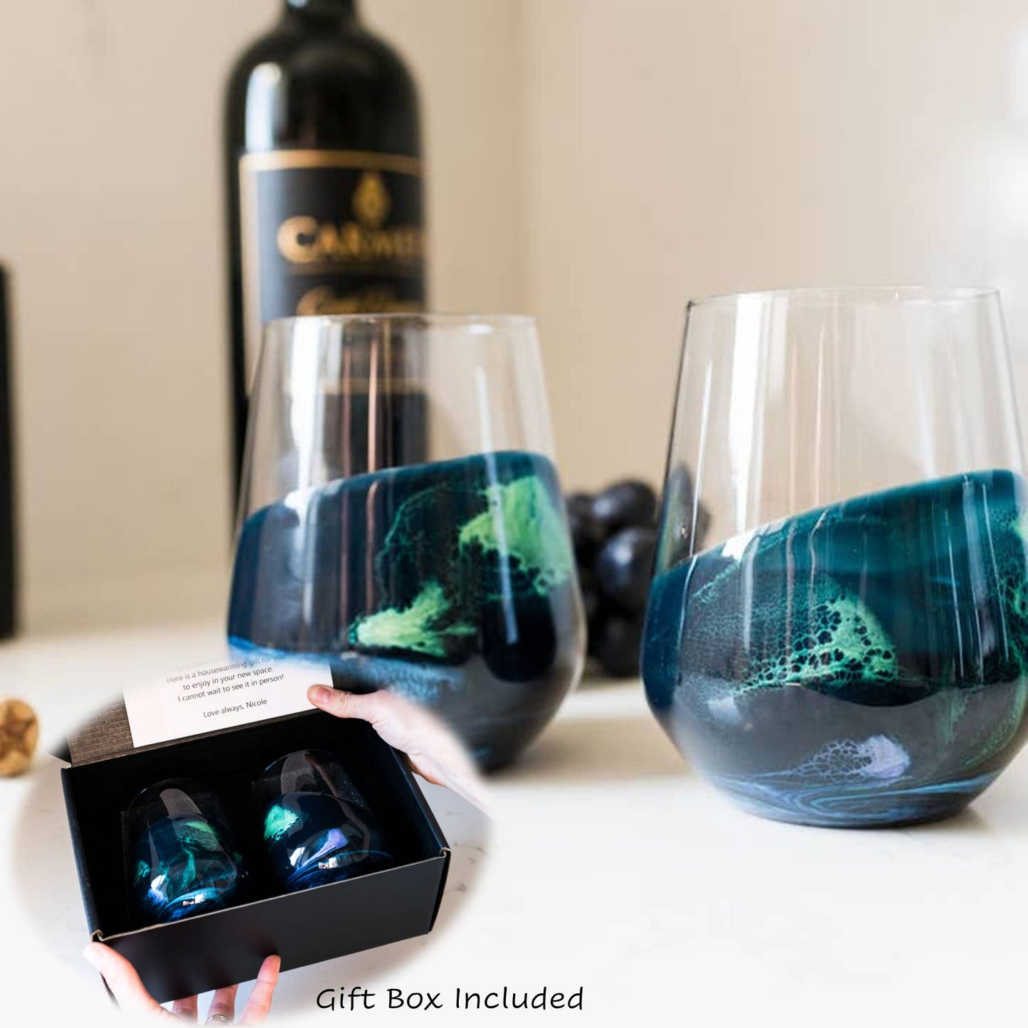 Lynn & Liana Designs Resin Accented Wine Glass Set