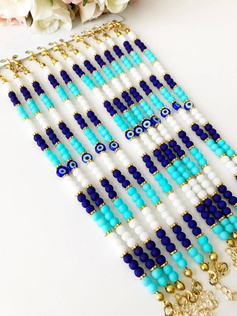 Summer Jewelry, Evil Eye Bracelet, Seed Beads Bracelet, Greek Jewelry