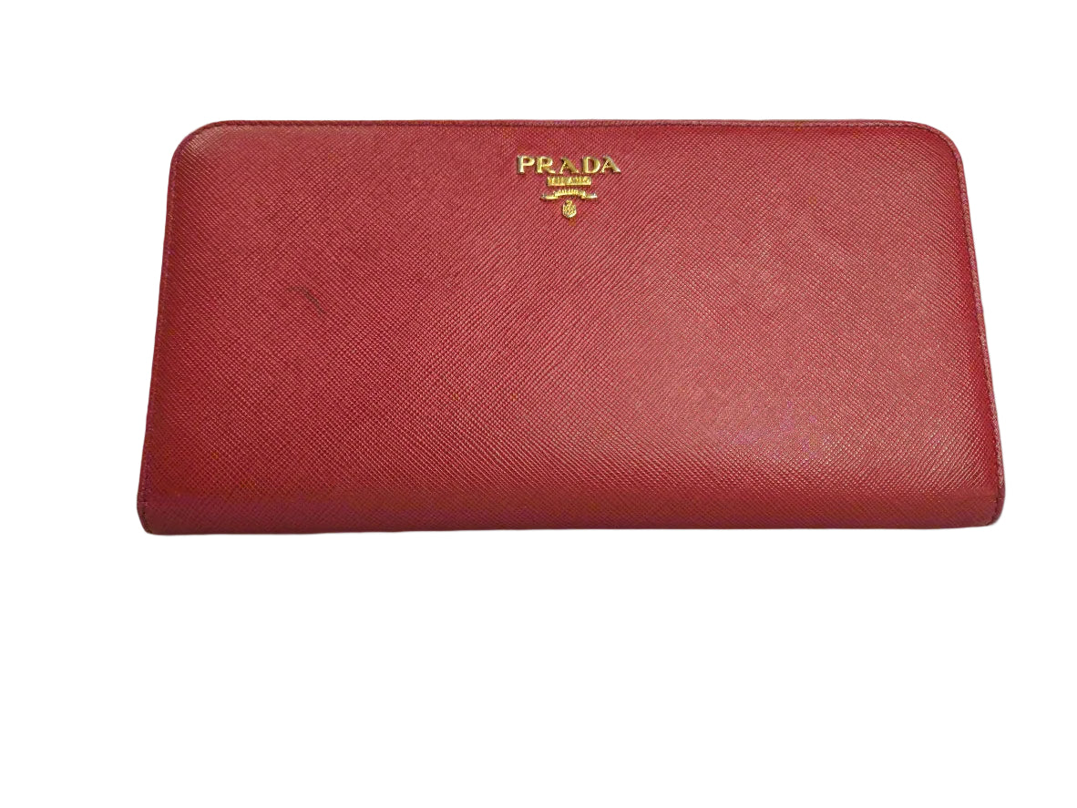 Prada Saffiano Leather Tricolor Wallet Pre-owned