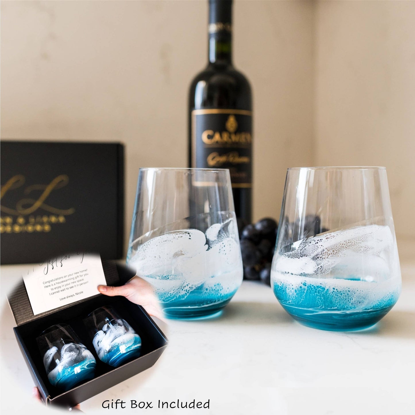 Lynn & Liana Designs Resin Accented Wine Glass Set