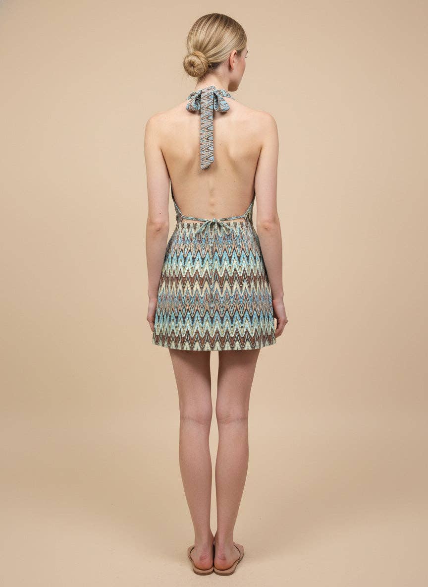 Zigzag Halter Mini Dress