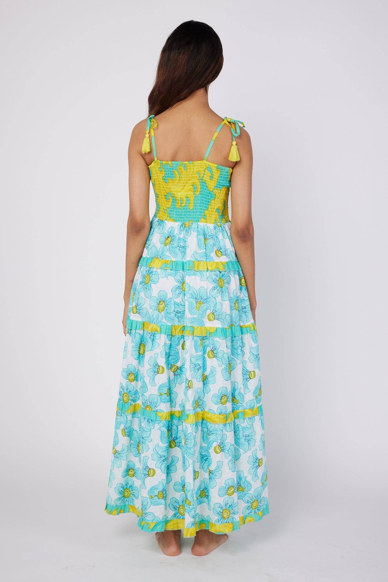 Dianora Resort Wear Summer Maxi Dress Blue White