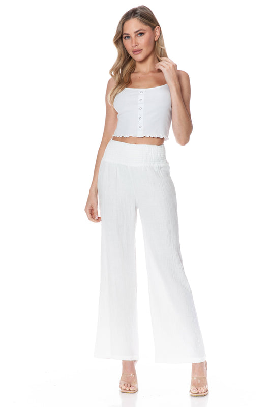 Cropped Wide-leg Gauze Pant