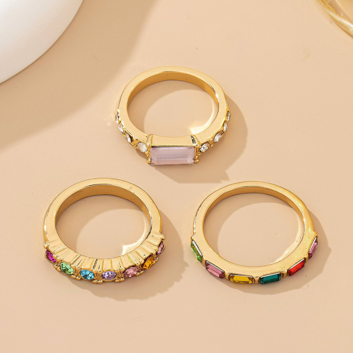 L'Atelier Collection Rainbow Gemstone Stackable Ring Set