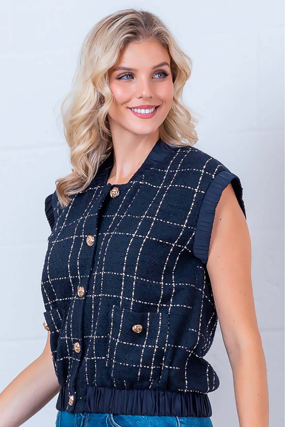 SJ94057T-SHORT SLEEVE BUTTON DOWN VEST