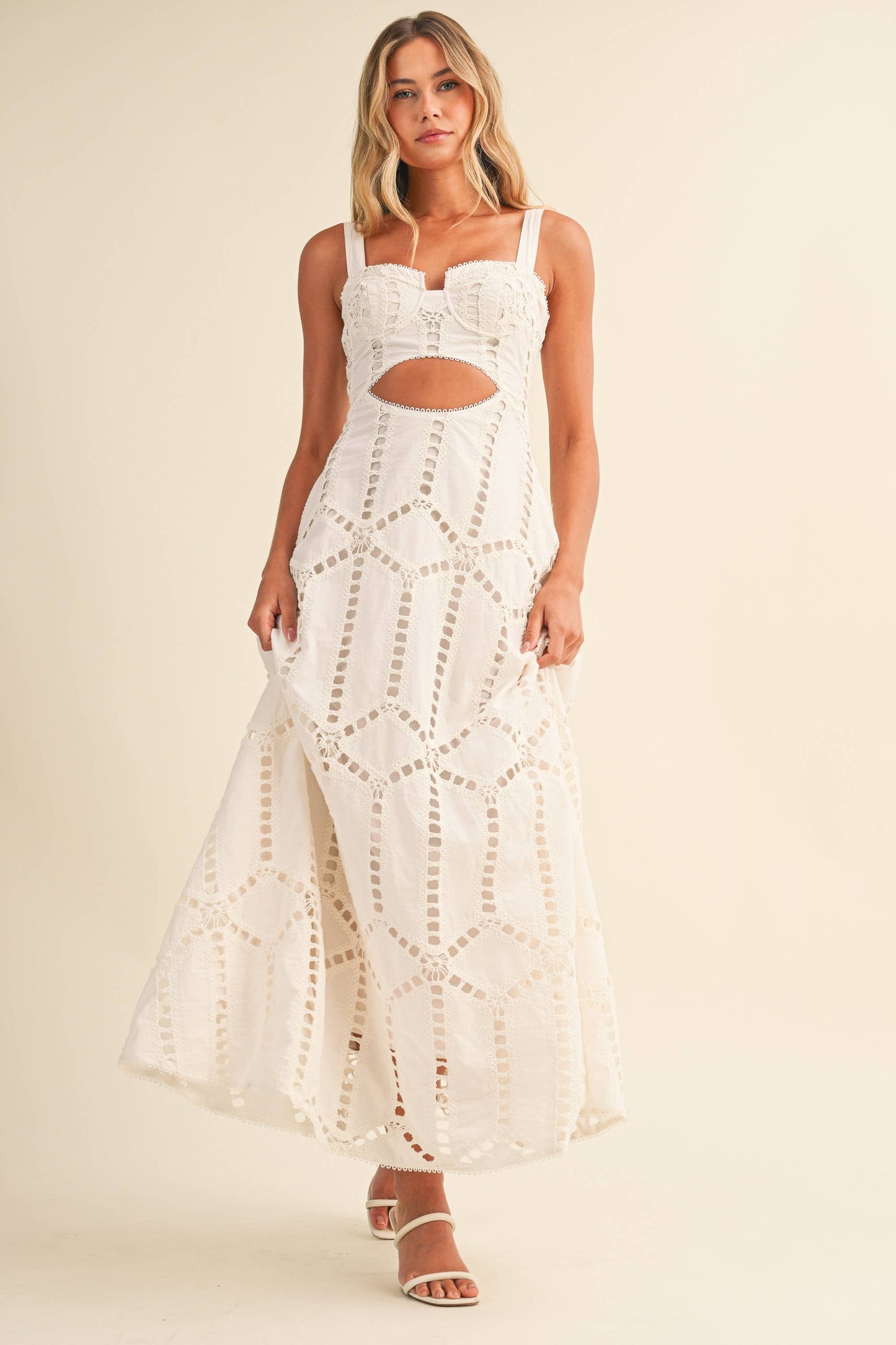 Klesis Eyelet Cutout Bustier Long Dress