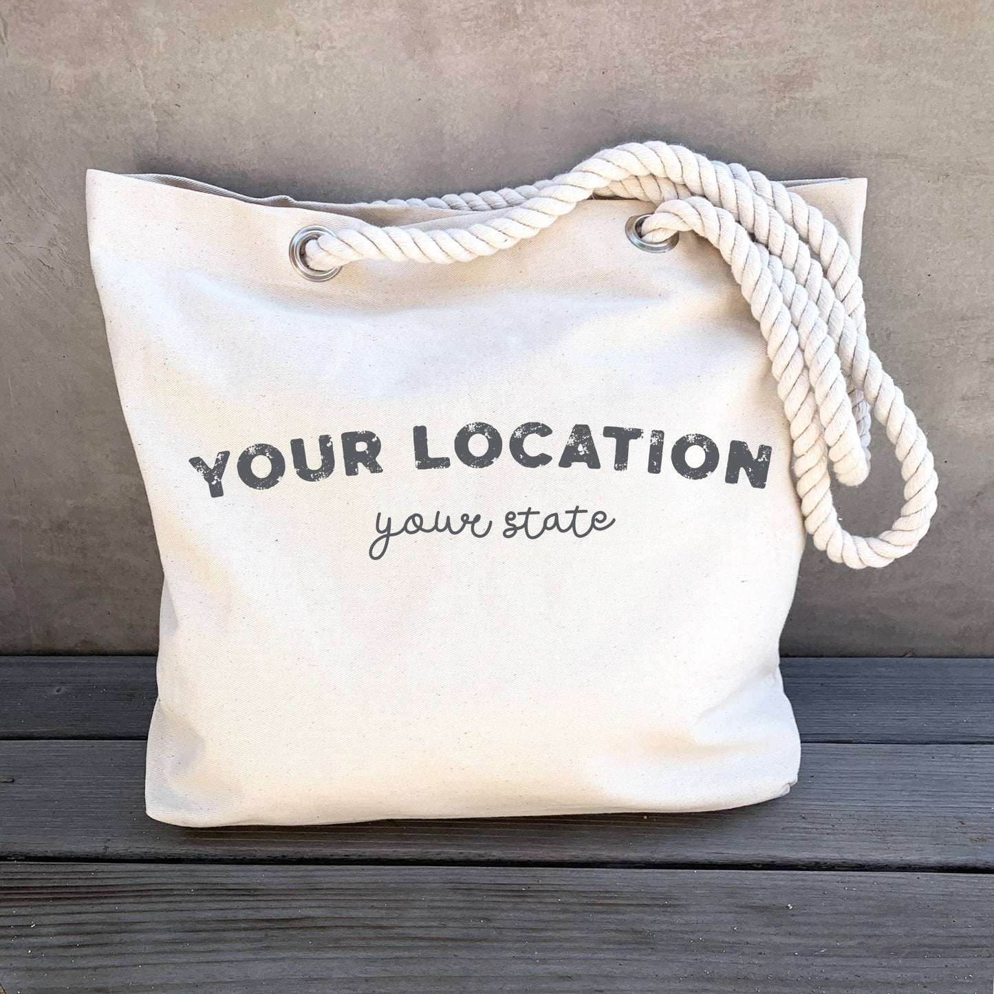 Custom Beach Tote Bag with Rope Handles ­ Personalized