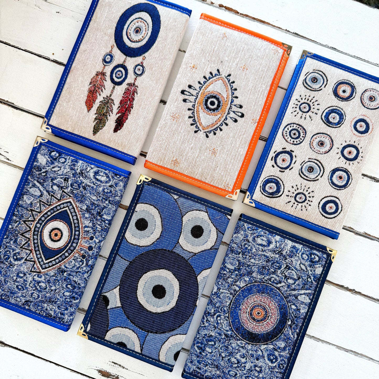 Evil Eye Notebook - Woven Fabric Journal, Boho