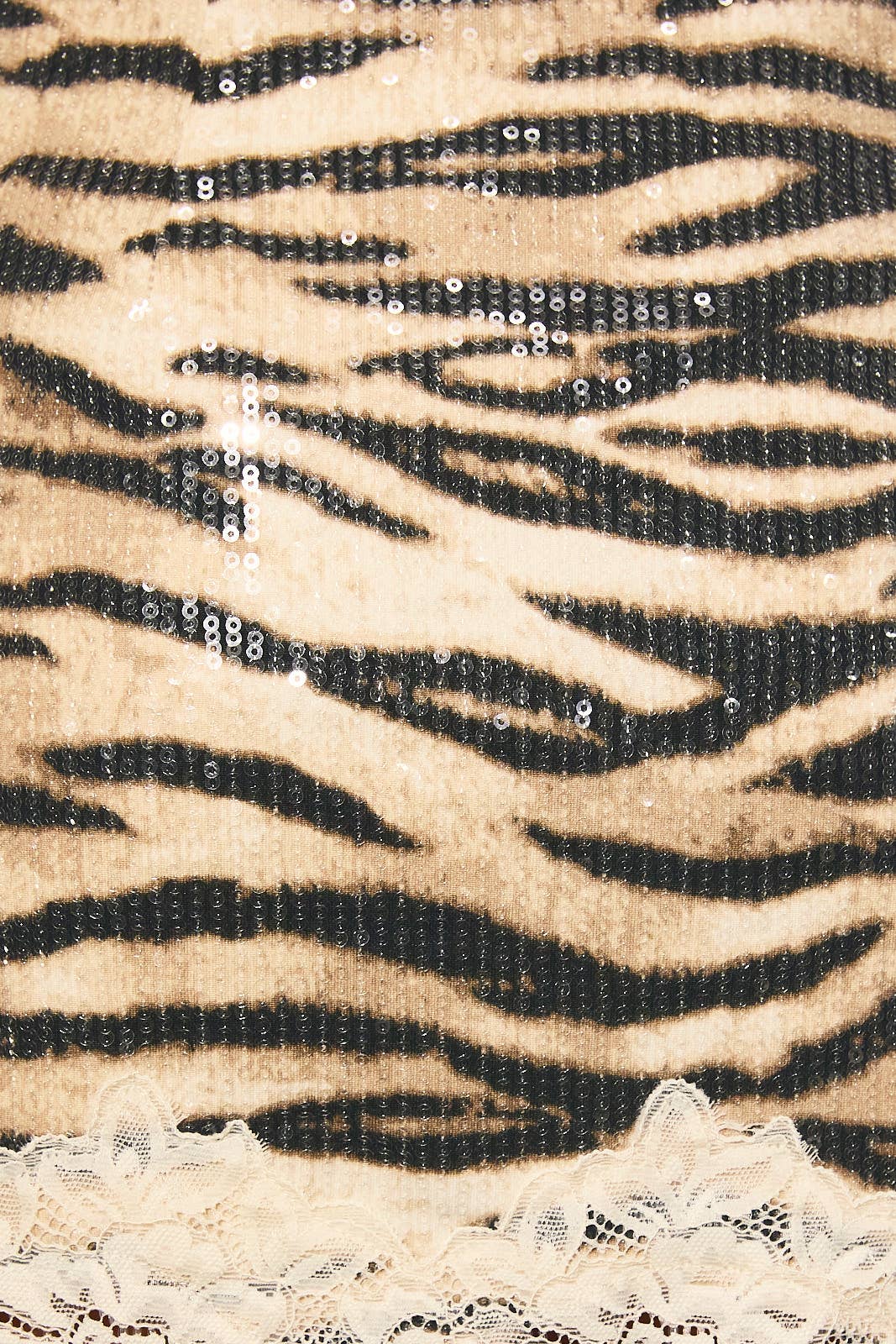 Le Lis Animal Print Sequined Lace Trim Mini Skirt