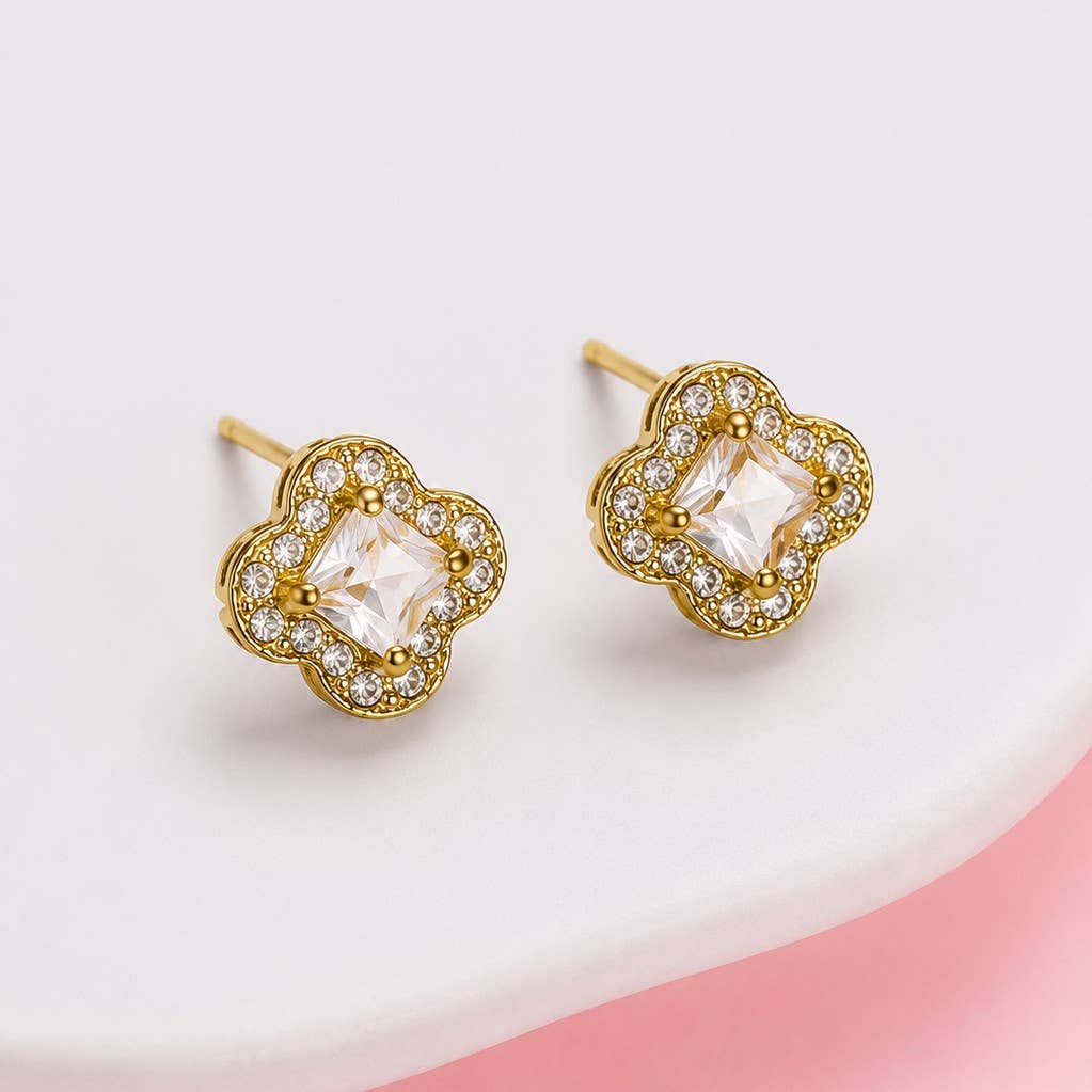 L'Atelier Collection Clover Halo Stud Earrings