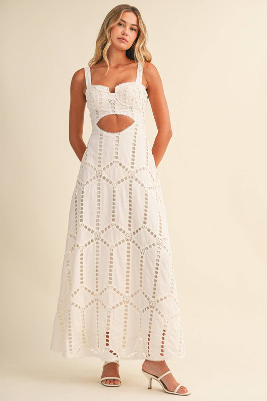 Klesis Eyelet Cutout Bustier Long Dress