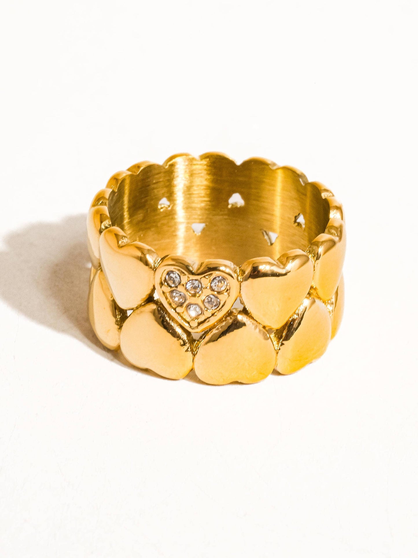 Wayn 18K Gold Non-Tarnish Petite Hearts Ring