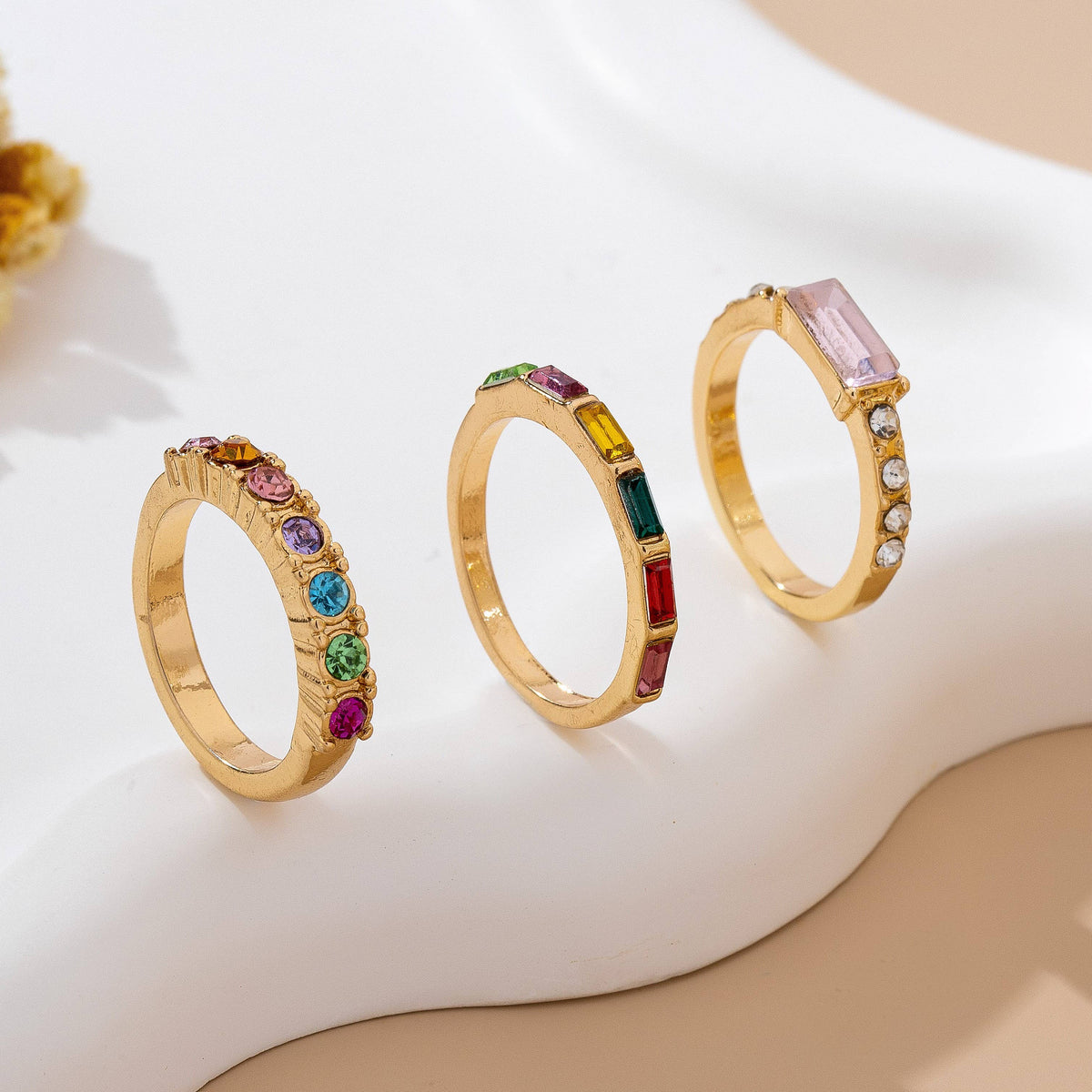 L'Atelier Collection Rainbow Gemstone Stackable Ring Set