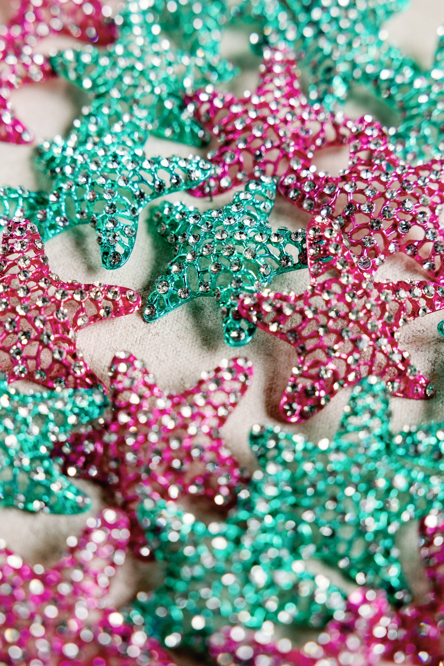 Pink Rhinestone Starfish Statement Earrings