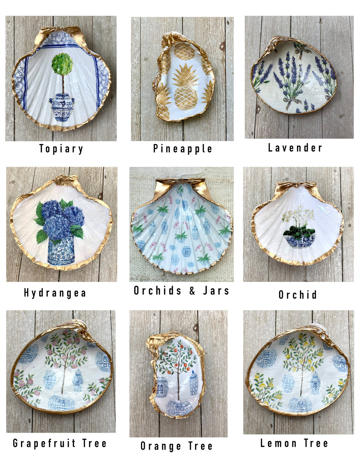 Clam Decoupage Shell Ring Dish