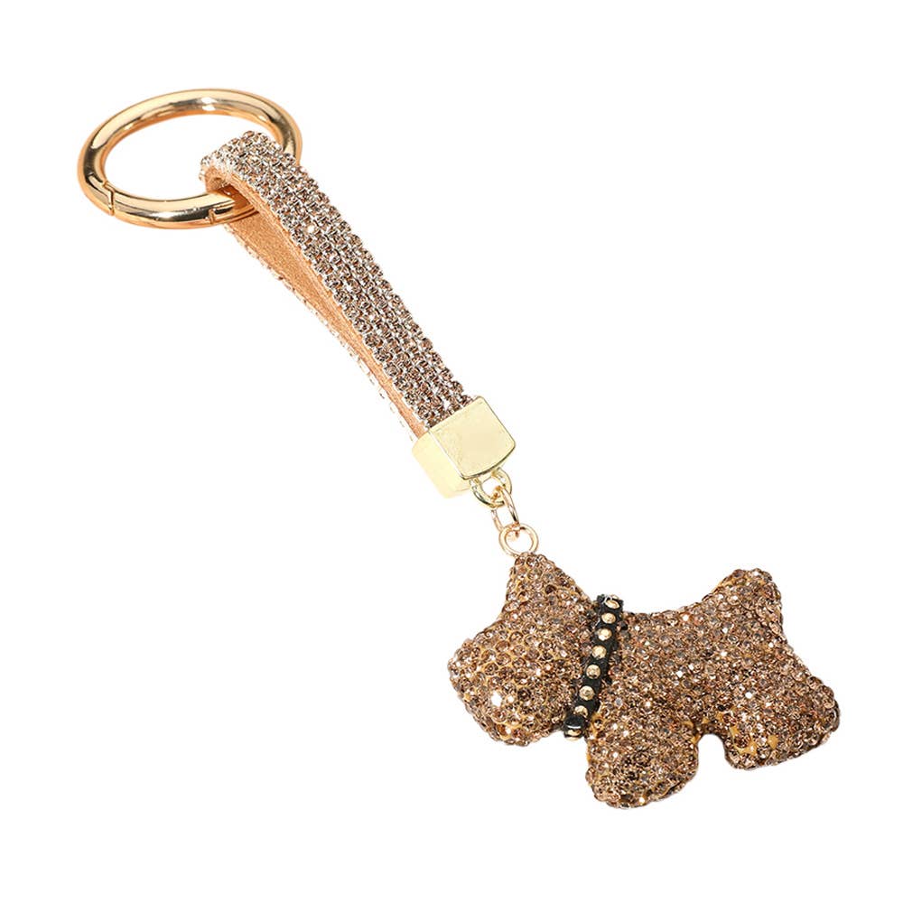Bling Studded Dog Dangle Keychain / Bag Charm