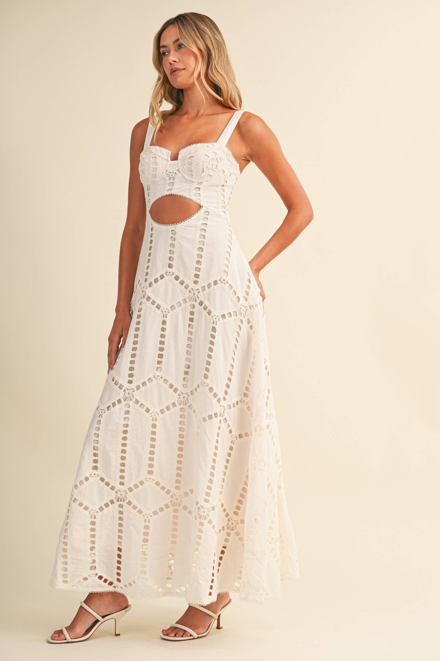 Klesis Eyelet Cutout Bustier Long Dress