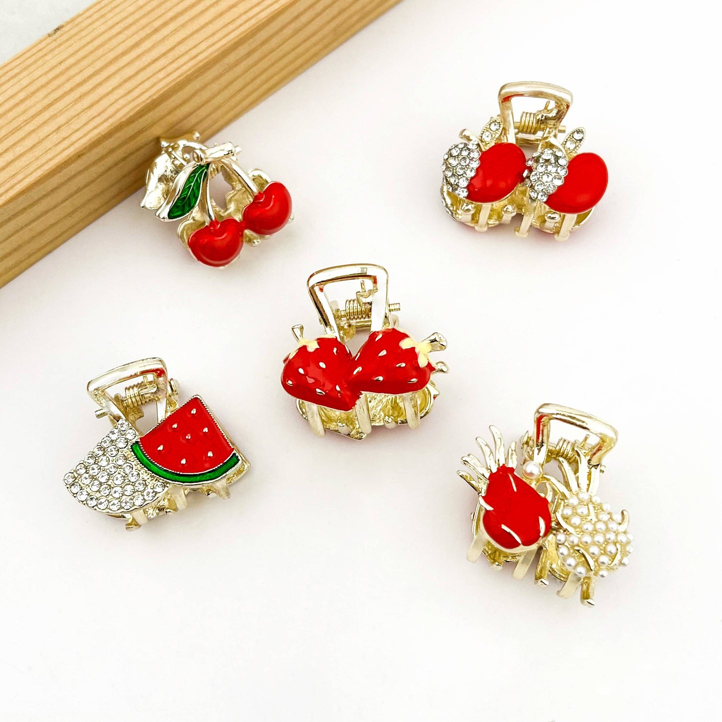 L'Atelier Collection Mini Rhinestone Fruit Clip