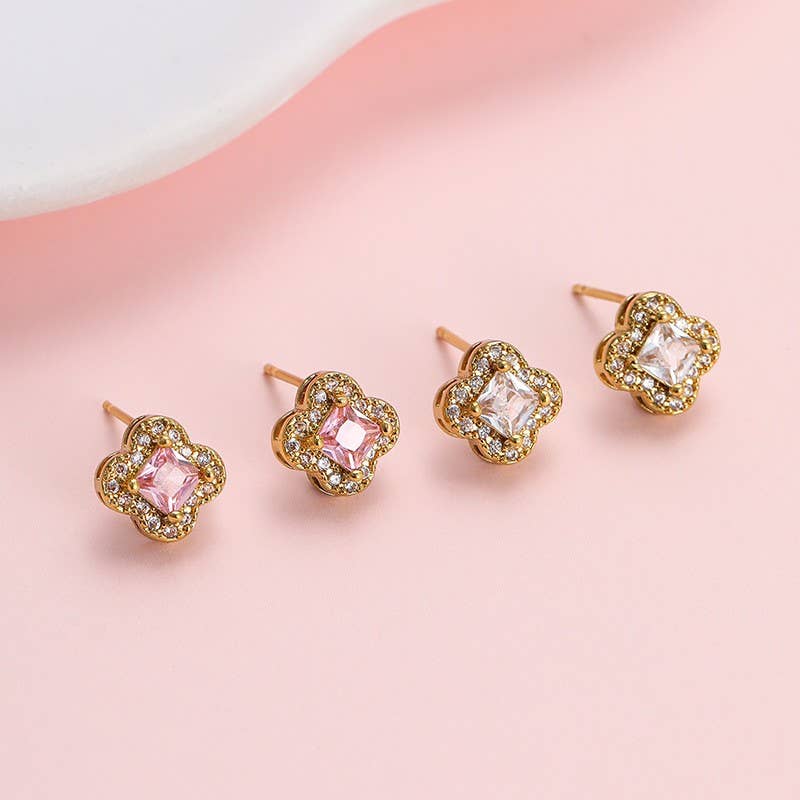 L'Atelier Collection Clover Halo Stud Earrings