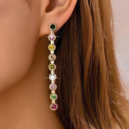 L'Atelier Collection Rainbow Gemstone Linear Drop Earrings