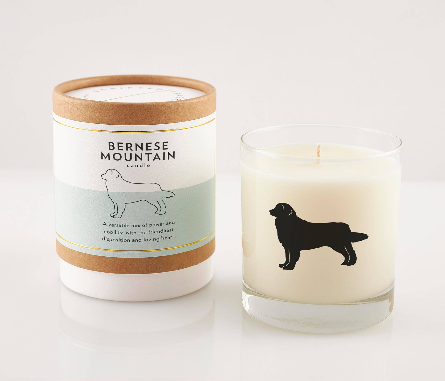 Bernese Mountain Dog Soy Candle in Drinking Glass Two-In-One
