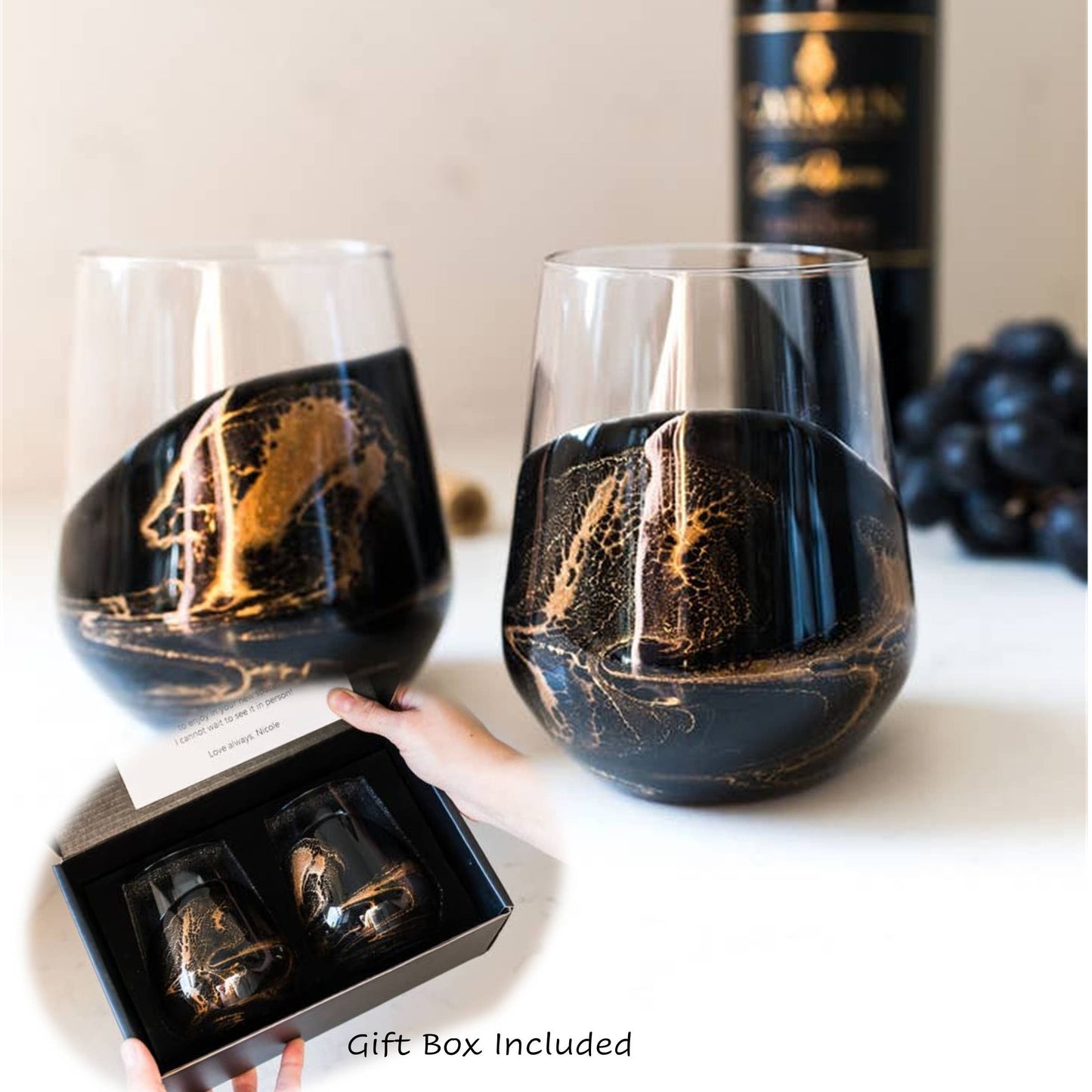 Lynn & Liana Designs Resin Accented Wine Glass Set