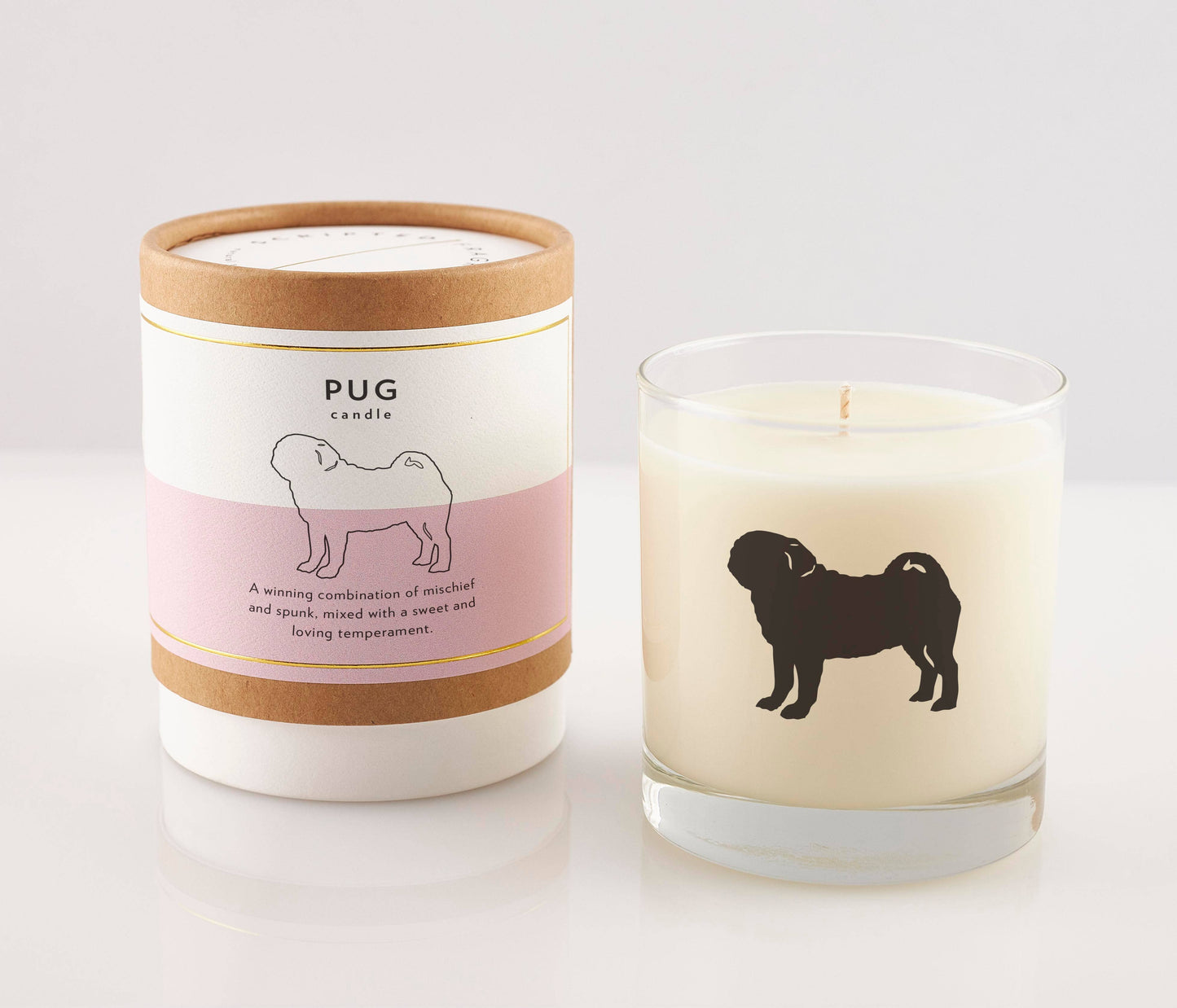 Pug Dog Soy Candle in Drinking Glass Two-In-One Gift