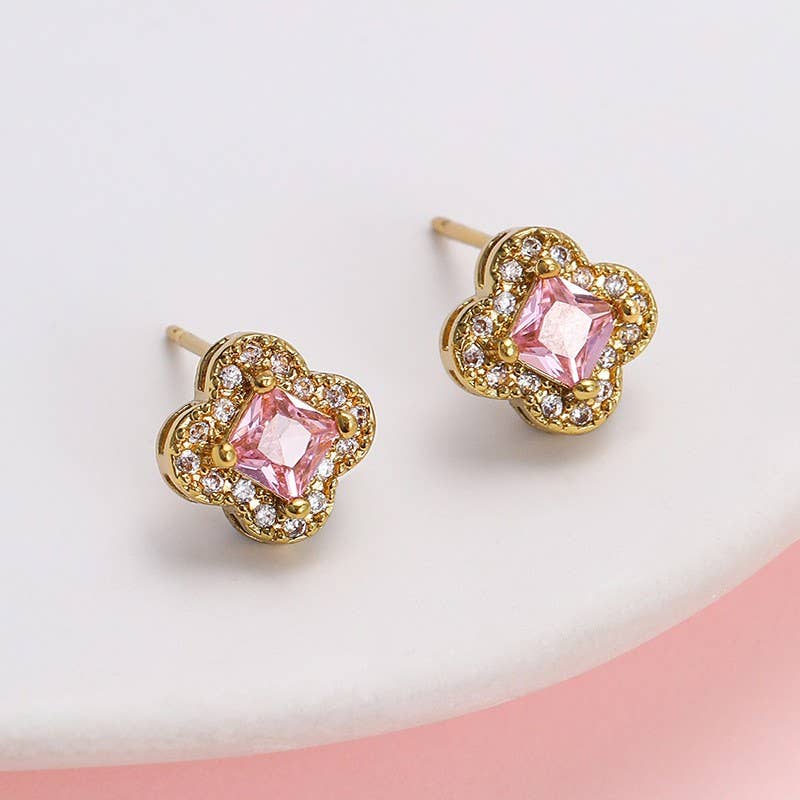 L'Atelier Collection Clover Halo Stud Earrings
