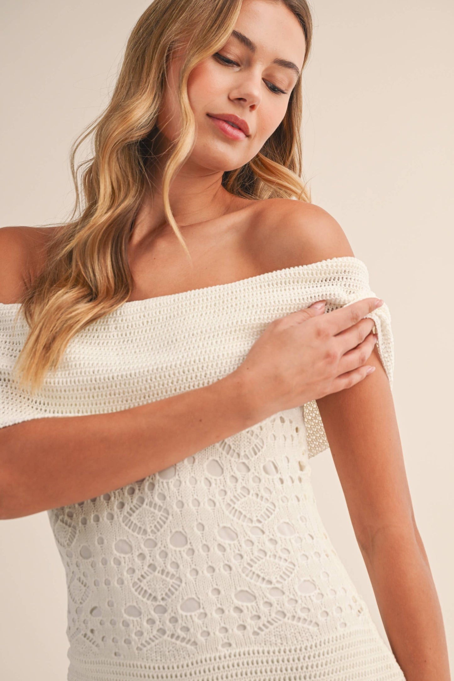 Foldover Off Shoulder Sweater Maxi Dress