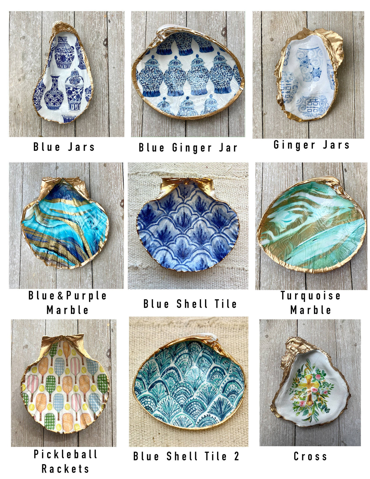 Clam Decoupage Shell Ring Dish