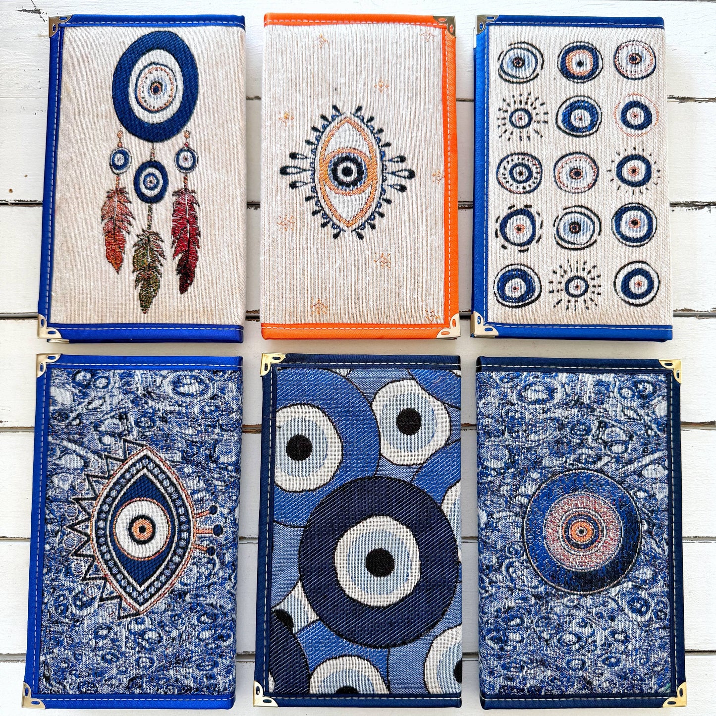 Evil Eye Notebook - Woven Fabric Journal, Boho