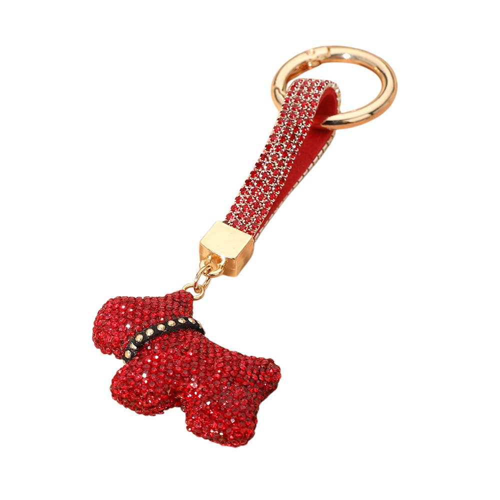 Bling Studded Dog Dangle Keychain / Bag Charm