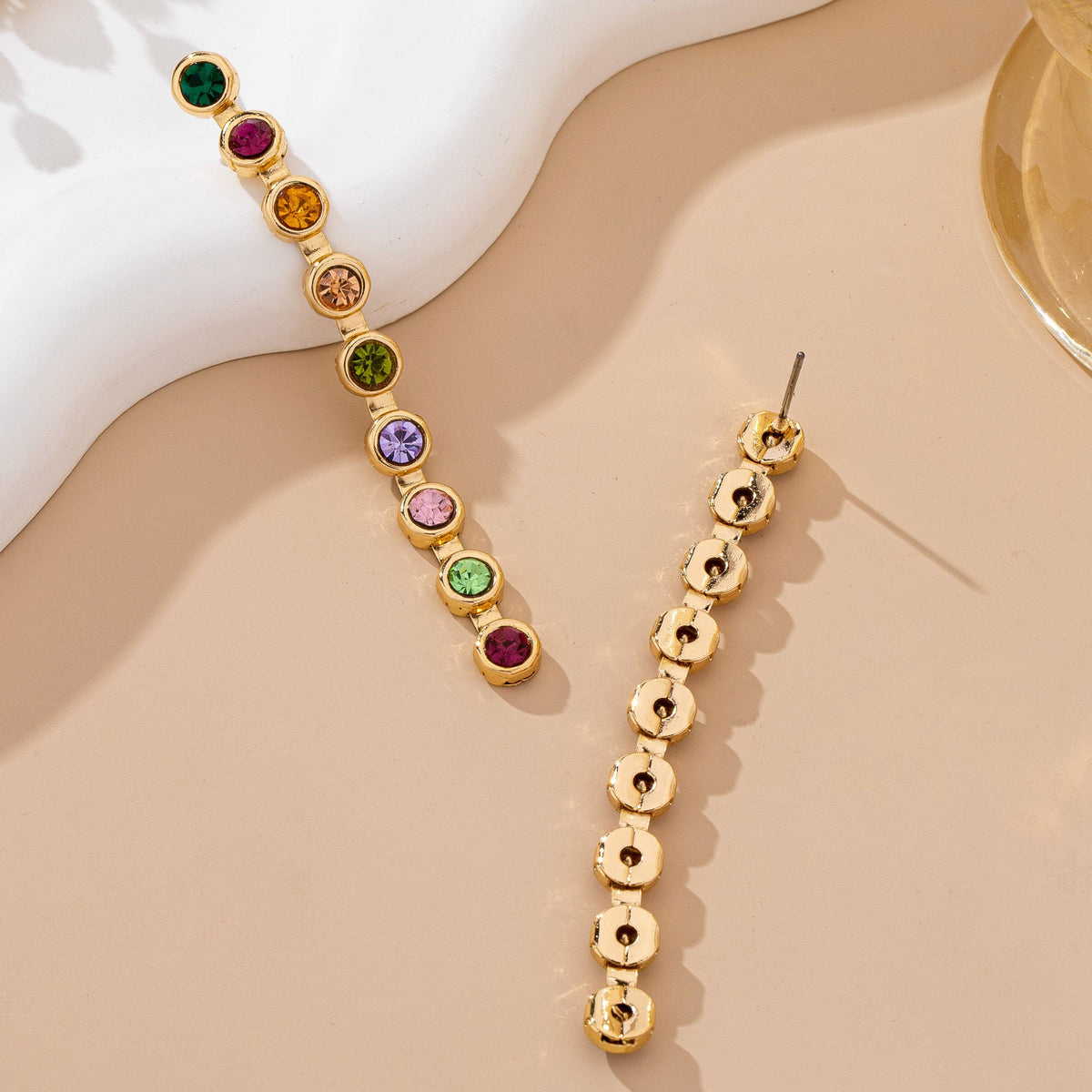L'Atelier Collection Rainbow Gemstone Linear Drop Earrings