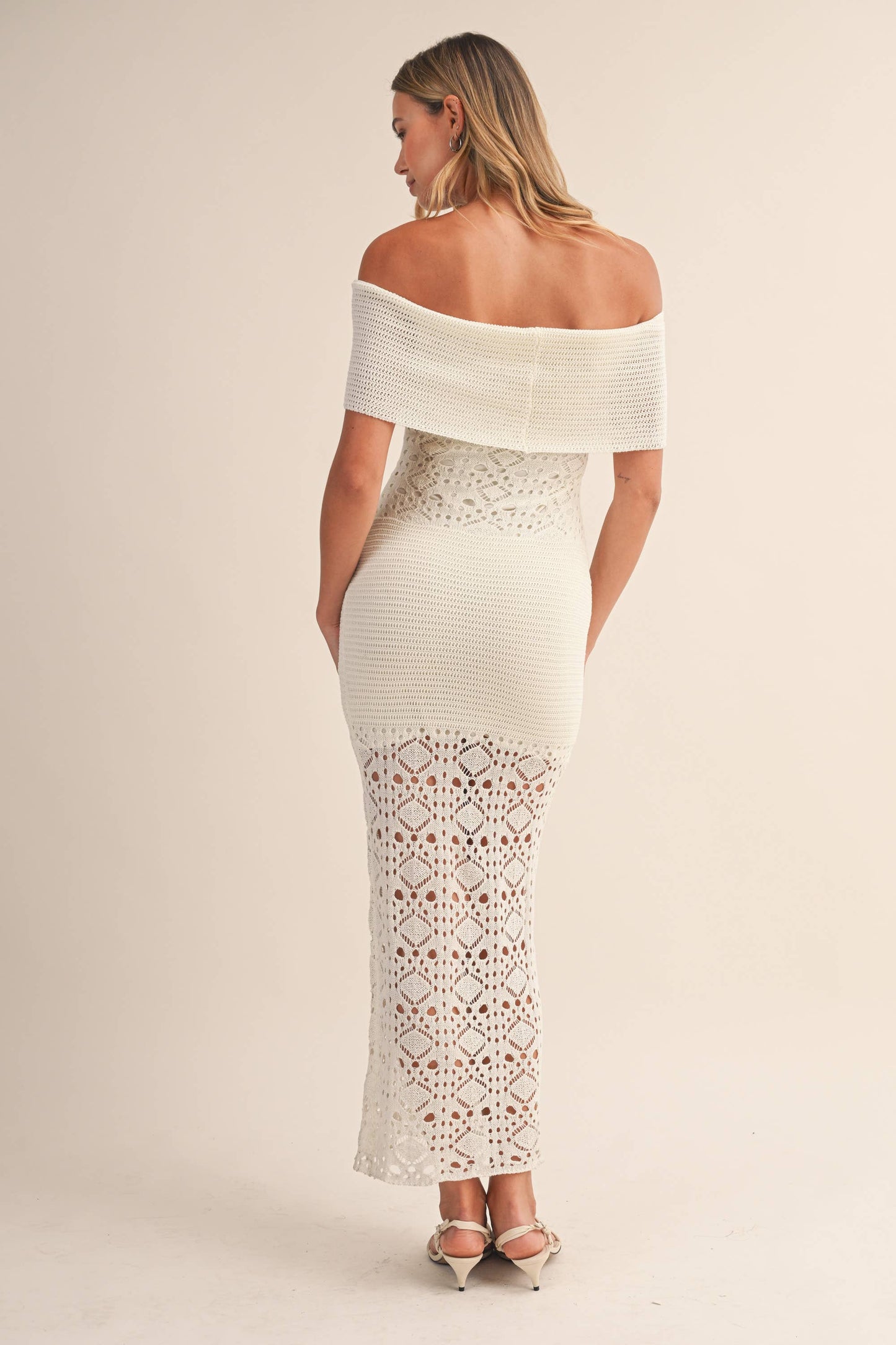 Foldover Off Shoulder Sweater Maxi Dress