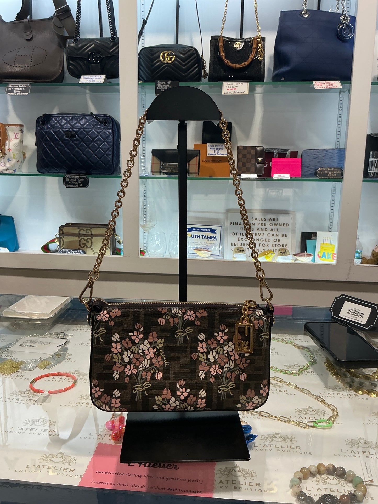 Fendi Floral Baguette Pouch - Luxury Pre-owned