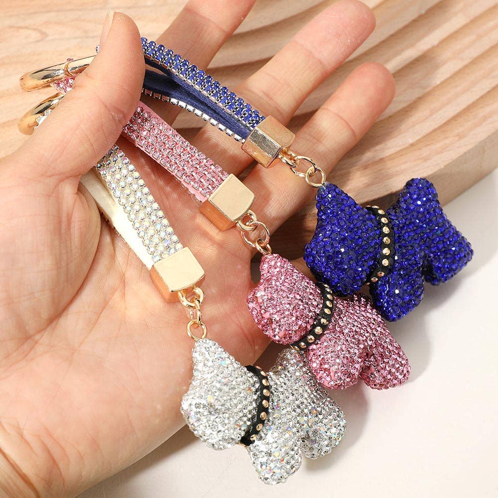 Bling Studded Dog Dangle Keychain / Bag Charm