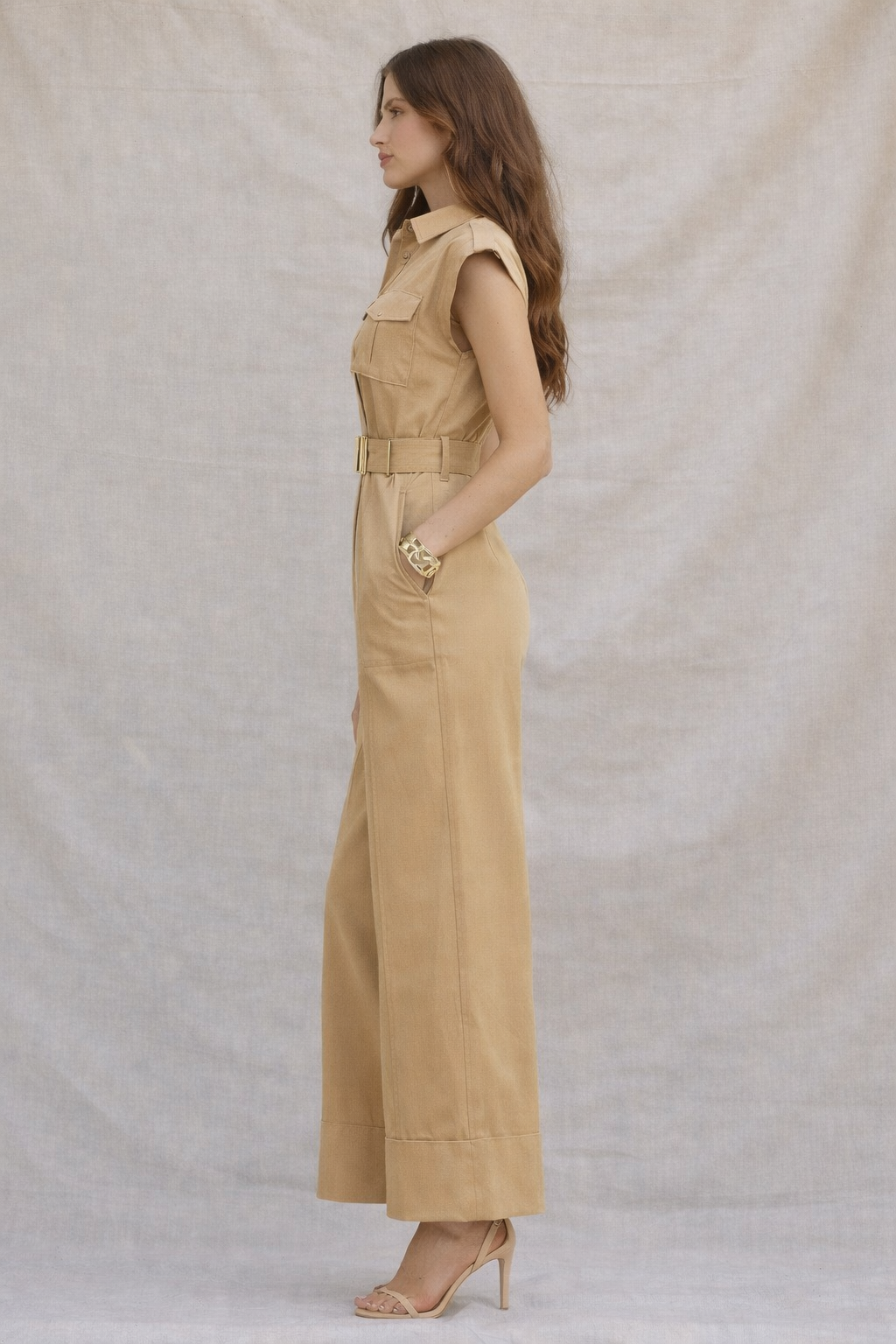 Structured Utility Belted Jumpsuit