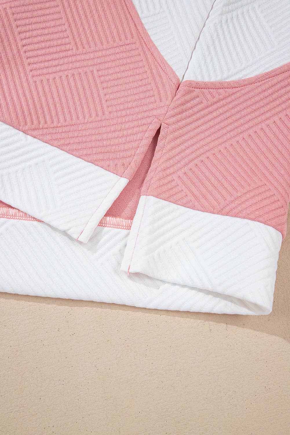 Textured Colorblock Patchwork Tee and Shorts Lounge Set